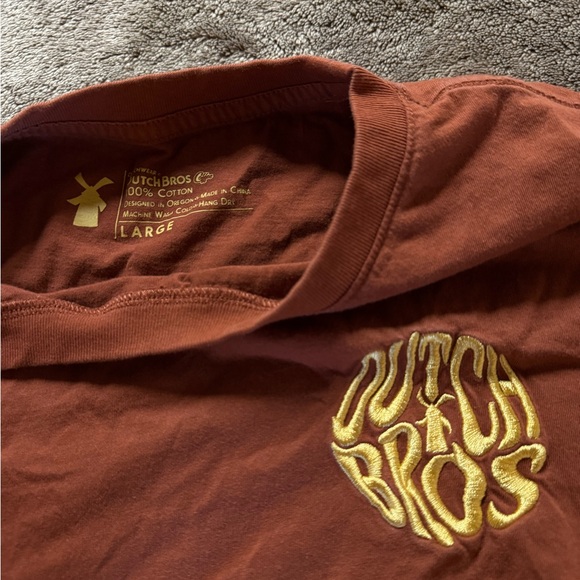 Dutch Bros Maroon Tee with Gold Logo - Picture 1 of 3